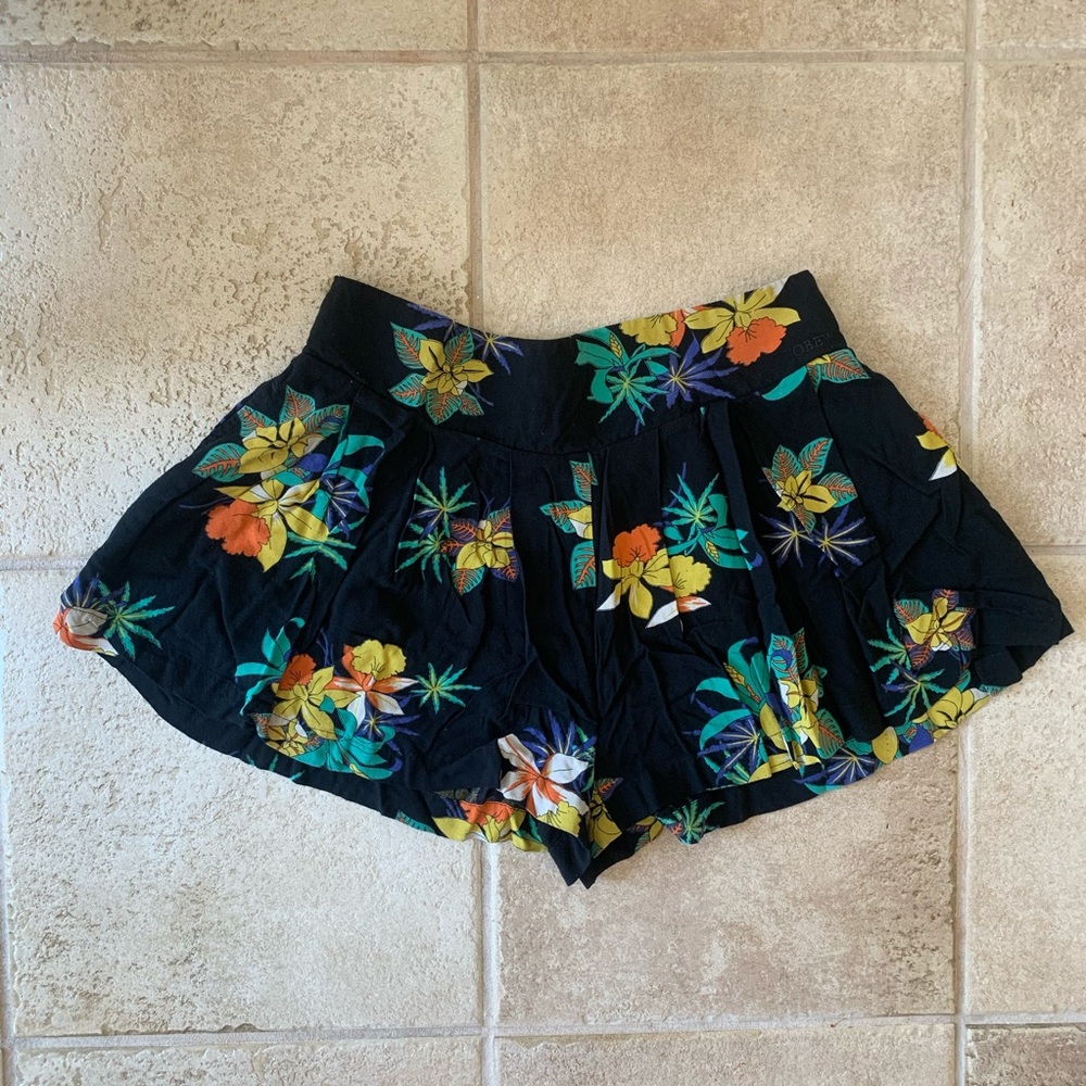 Tropical Flower Print Flowy Shorts